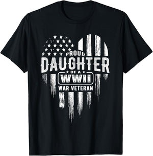 Proud Daughter WWII Vet Veterans Day T-Shirt - T-Shirt | Black