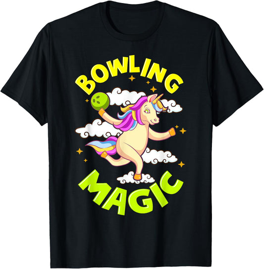 Funny Bowling Unicorn Design Gift Bowling Magic Outfit T-Shirt - T-Shirt | Black