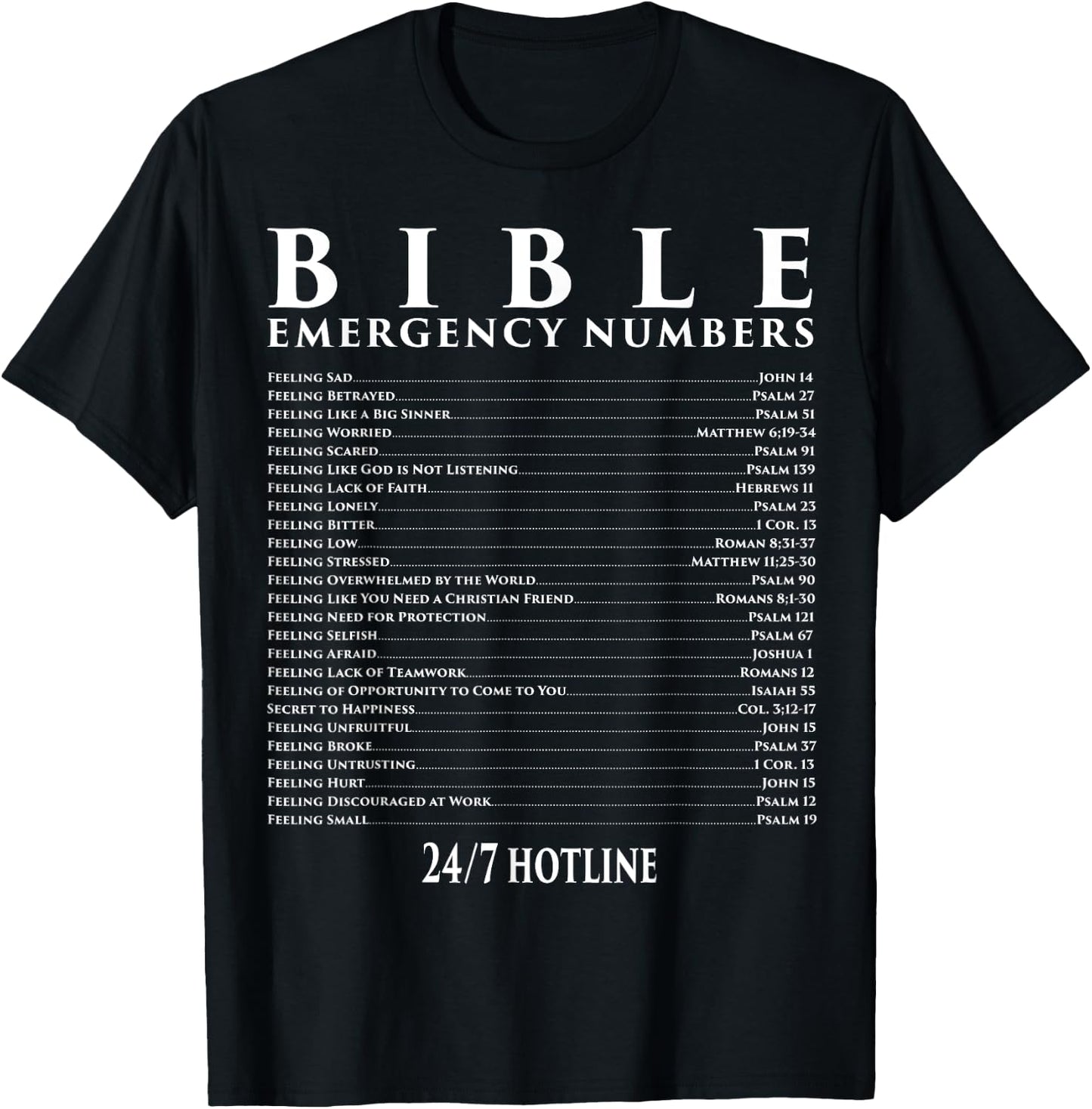 Bible Emergency Hotline Numbers - Cool Christian T-Shirt - T-Shirt | Black
