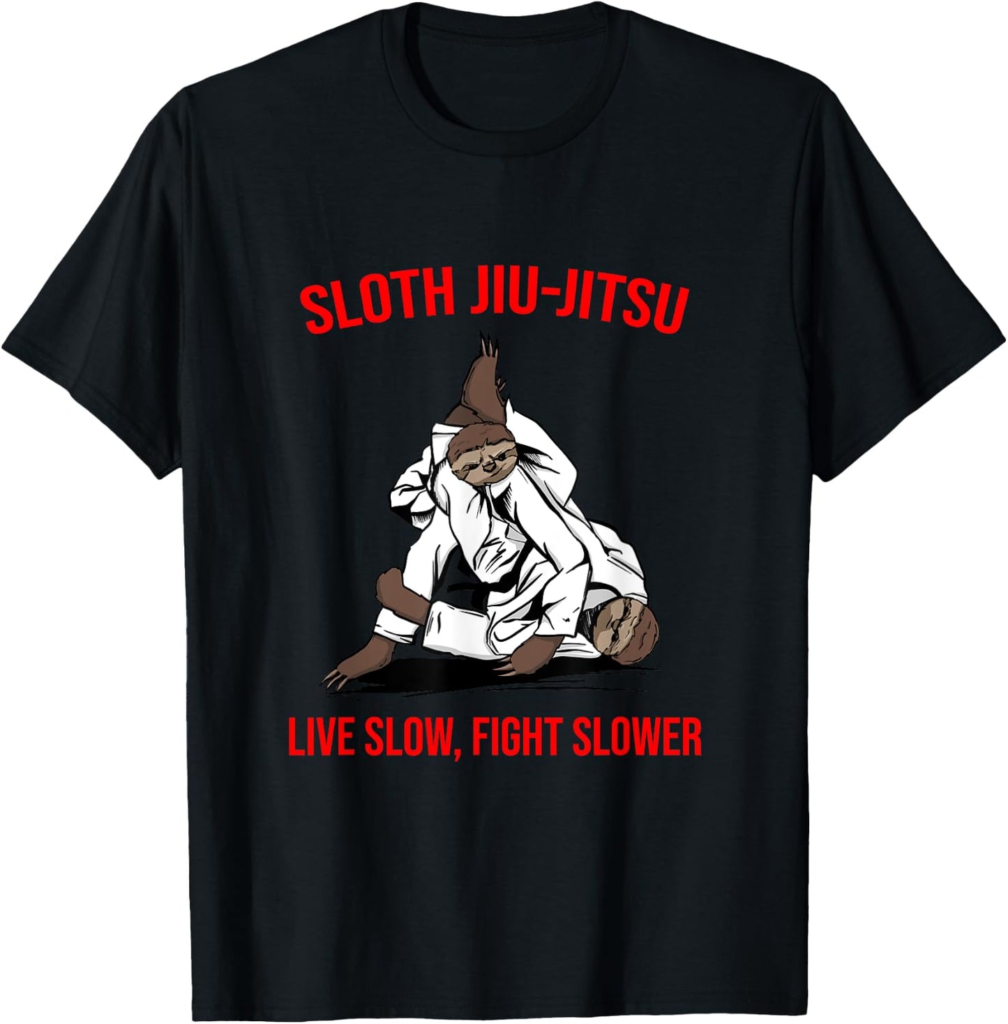 Jiu Jitsu Fighting Sloth Brazilian BJJ Training T-Shirt - T-Shirt | Black