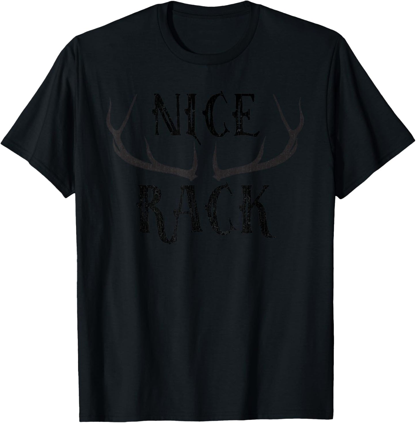 Hunter Humor -Adults Grey Modern with Antlers T-Shirt - T-Shirt | Black