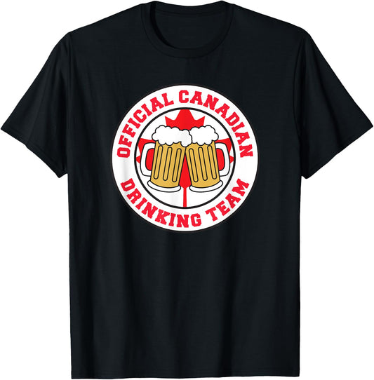 Official Canadian Drinking Team Flag of Canada Beer Funny T-Shirt - T-Shirt | Black