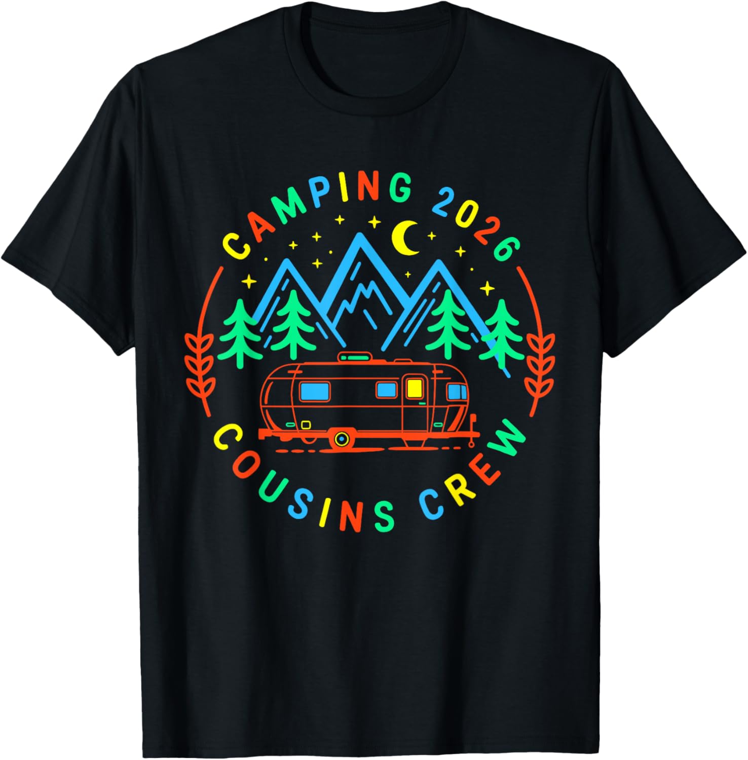 Vintage Cousin Crew 2026 Camping Summer Vacation Trip Crew T-Shirt - T-Shirt | Black