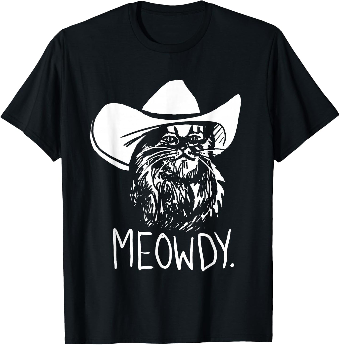 Meowdy Texas Cat Meme T-Shirt - T-Shirt | Black