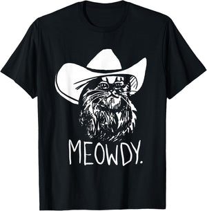 Meowdy Texas Cat Meme T-Shirt - T-Shirt | Black