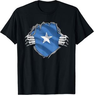 Super Somali Heritage Proud Somalia Roots Flag T-Shirt - T-Shirt | Black