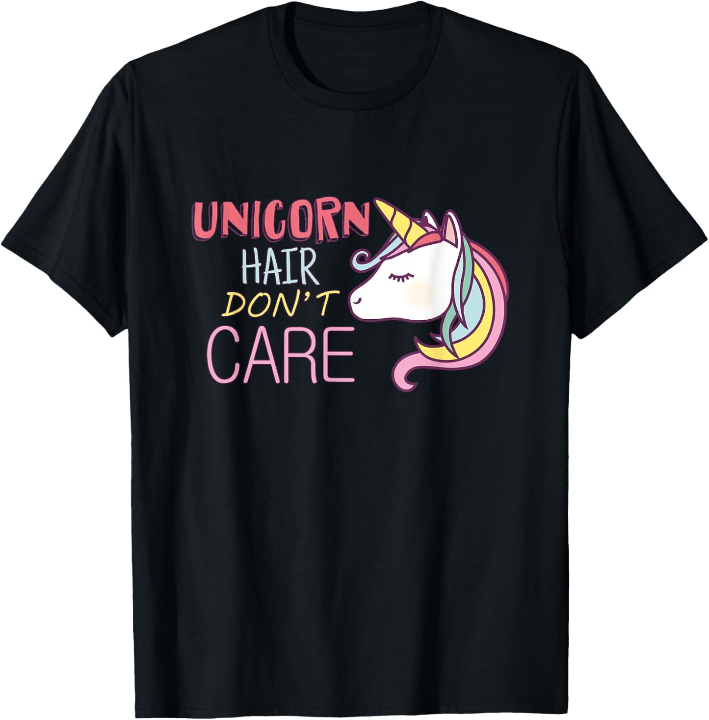 Unicorn Hair Don't Care Cool Unicorn T-Shirt - T-Shirt | Black