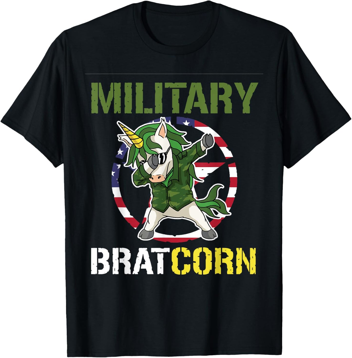 Purple Up Dabbing Bratcorn Unicorn Military Child Month Girl T-Shirt - T-Shirt | Black