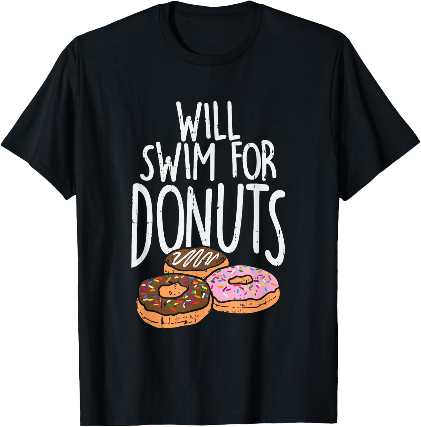 Will Swim For Donuts I Funny Swim T-Shirt - T-Shirt | Black