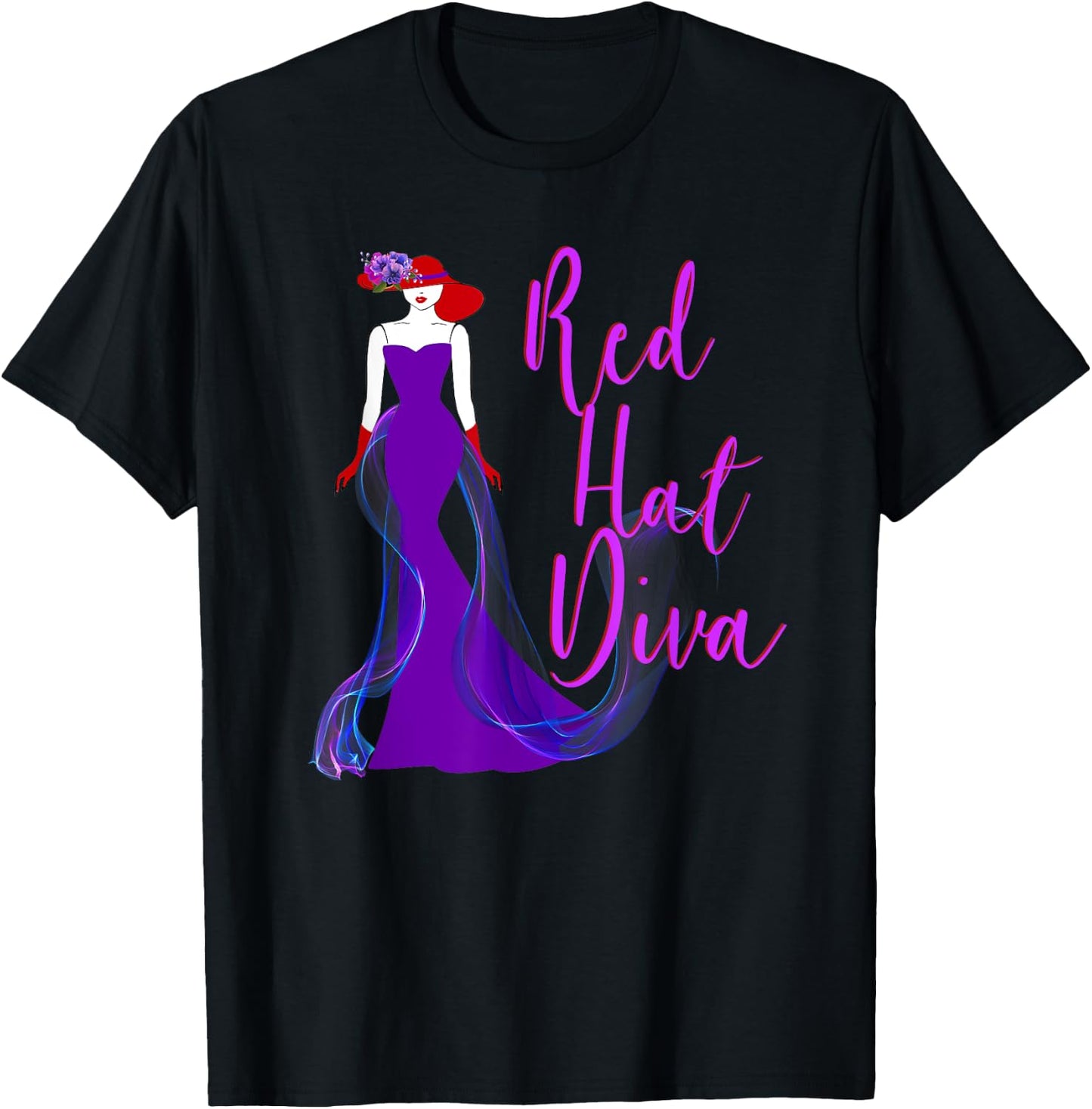 Red Hat Diva Vintage Style T Shirt T-Shirt - T-Shirt | Black