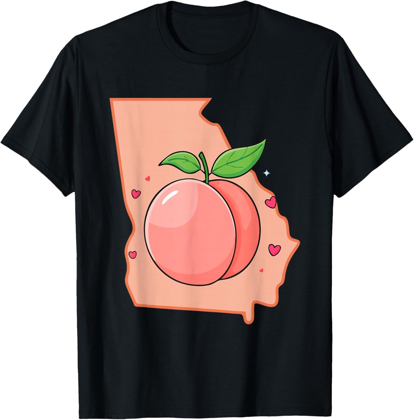 Georgia Map Georgia Peach State Fruit T-Shirt - T-Shirt | Black