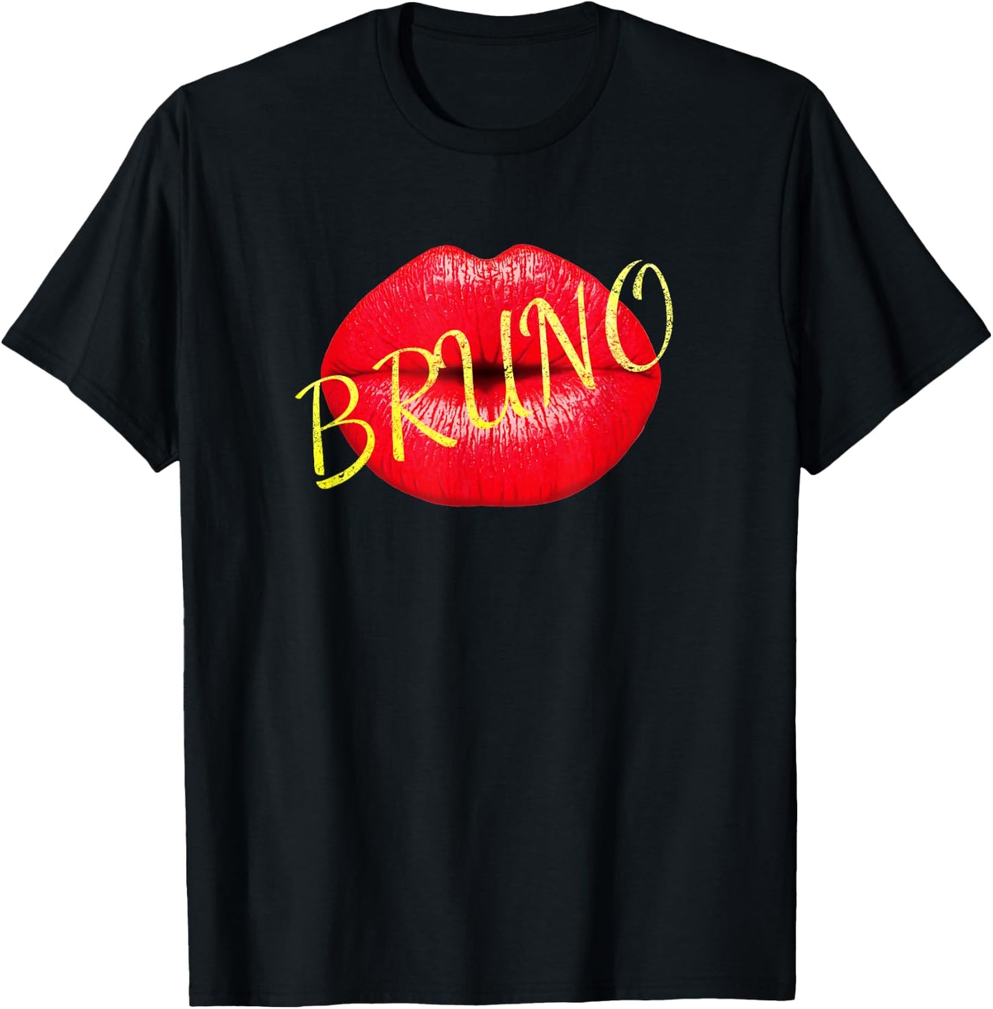Bruno Lover Kiss Gold on lips Cute Vintage Shirt man woman T-Shirt - T-Shirt | Black