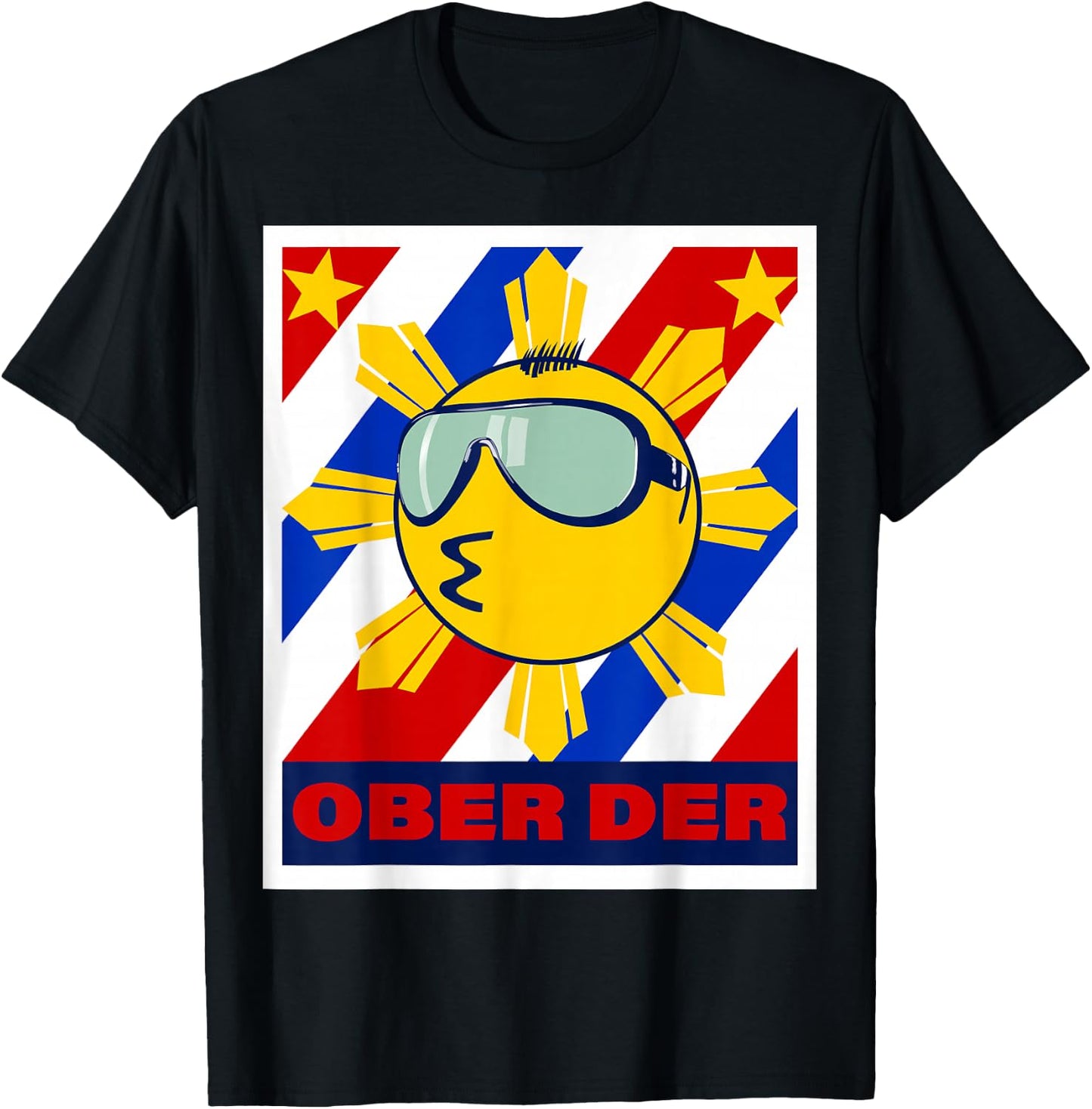 Filipino Emoticon Ober Der Philippine Flag Lips Pointing T-Shirt - T-Shirt | Black