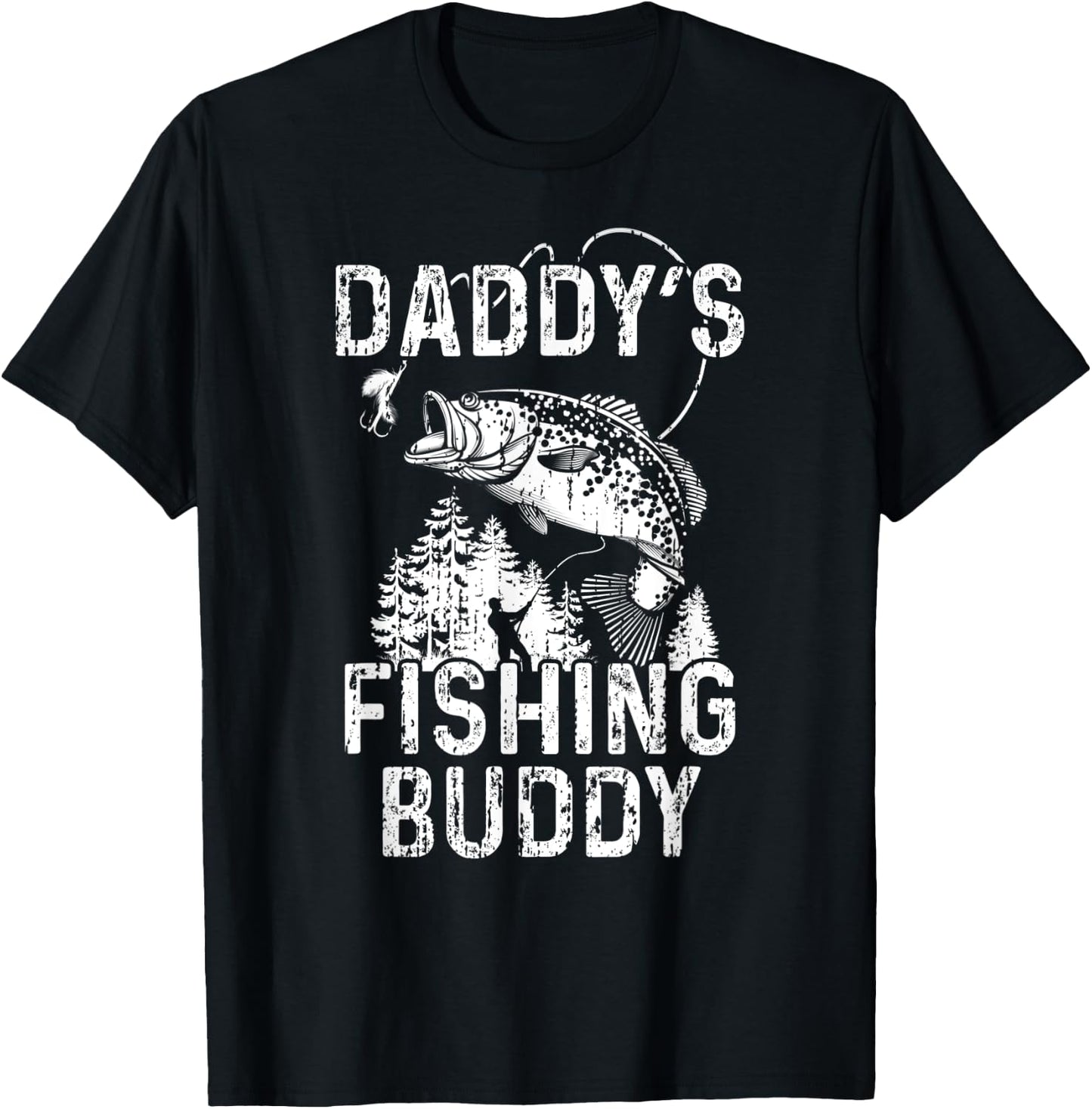 Daddy's Fishing Buddy Shirt - Fisherman Fishing With Dad T-Shirt - T-Shirt | Black
