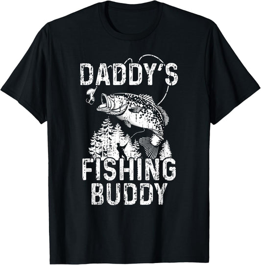 Daddy's Fishing Buddy Shirt - Fisherman Fishing With Dad T-Shirt - T-Shirt | Black