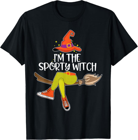 Im the Sporty Witch Shirt Halloween Matching Group Costume T-Shirt - T-Shirt | Black