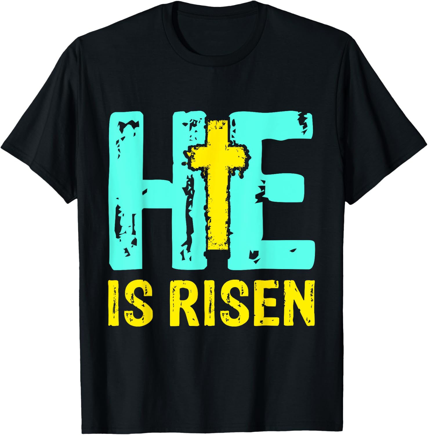 He is Risen Jesus Christian Happy Easter Women Kids Girls T-Shirt - T-Shirt | Black