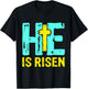 He is Risen Jesus Christian Happy Easter Women Kids Girls T-Shirt - T-Shirt | Black