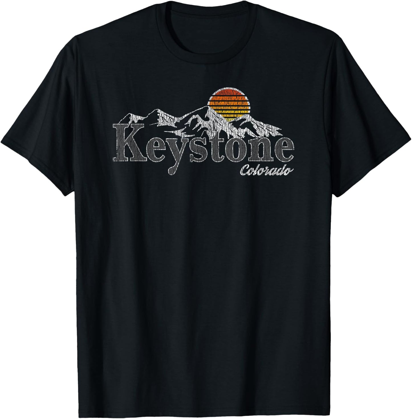 Retro Keystone Colorado Mountain T-Shirt - T-Shirt | Black