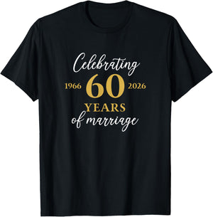 Funny 60 Years of Marriage 1966 60th Wedding Anniversary T-Shirt - T-Shirt | Black