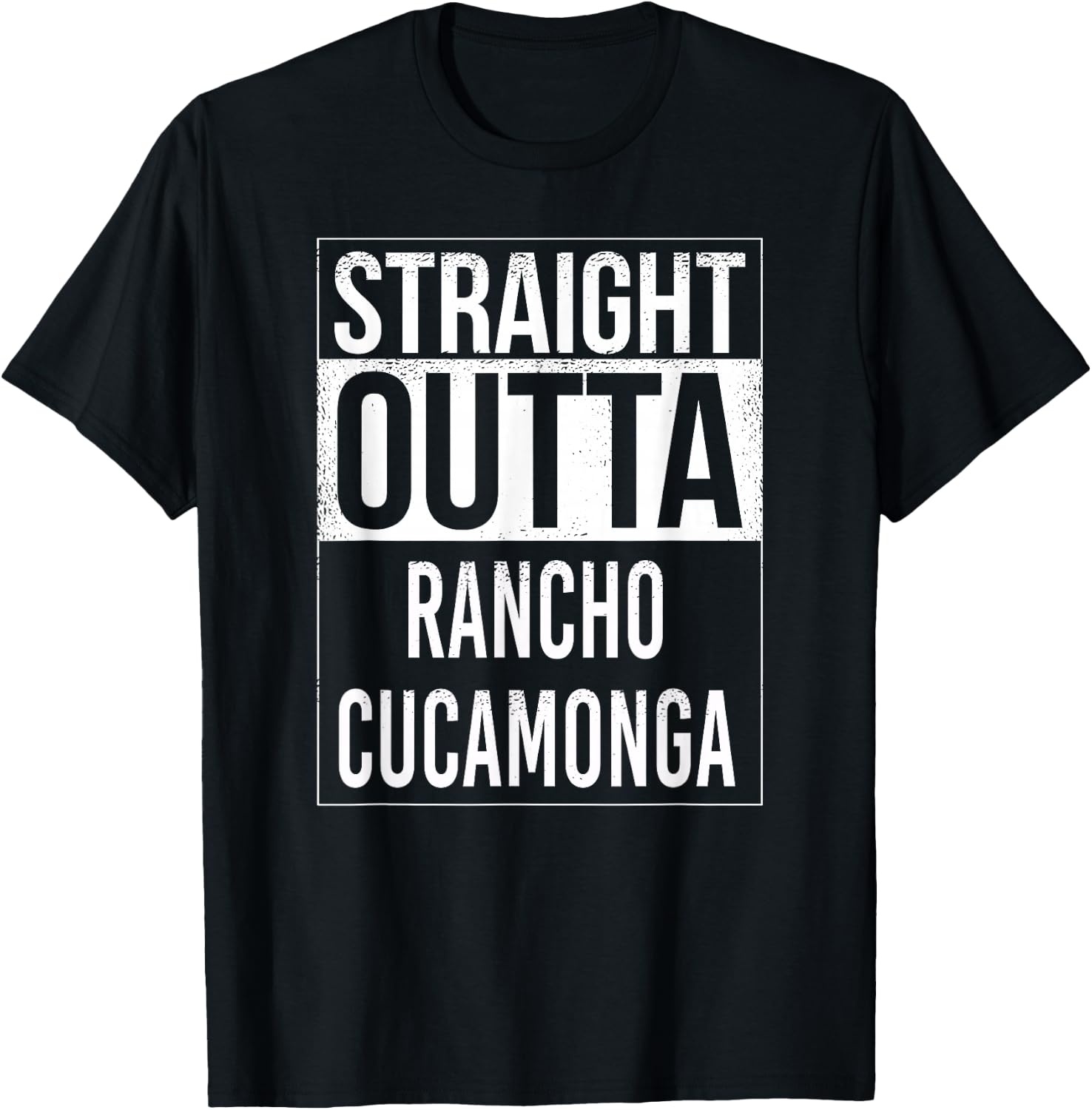 Straight outta Rancho Cucamonga USA American Hometown City T-Shirt - T-Shirt | Black