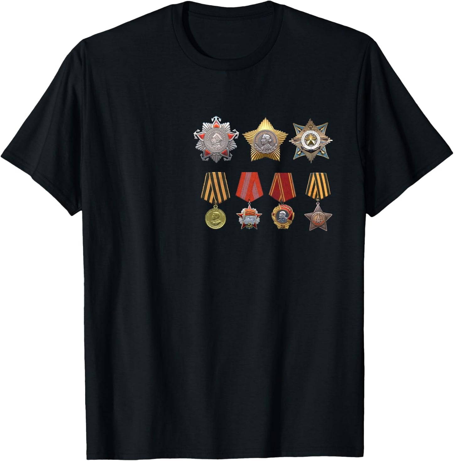 Old Soviet Honors Orders Medals Fame Pride Awards T-Shirt - T-Shirt | Black