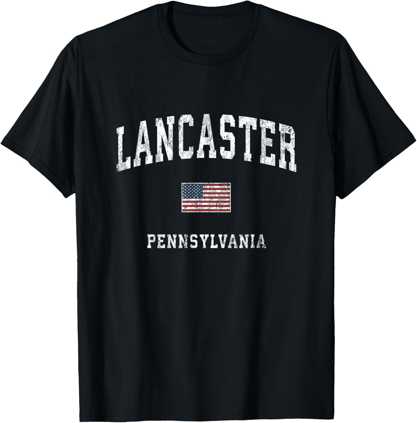 Lancaster Pennsylvania PA Vintage American Flag Sports Women Kids Men T-Shirt - T-Shirt | Black