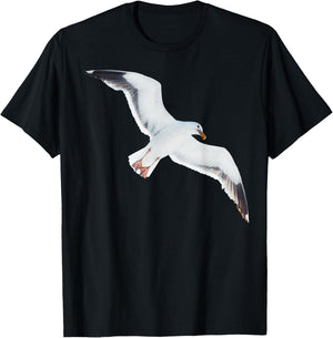 Flying Seagull Shirt Seagull Lover T Shirt Bird Watching T-Shirt - T-Shirt | Black