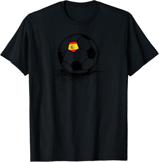 Spain Soccer Ball Flag - Spanish Football Soccer T-Shirt - T-Shirt | Black