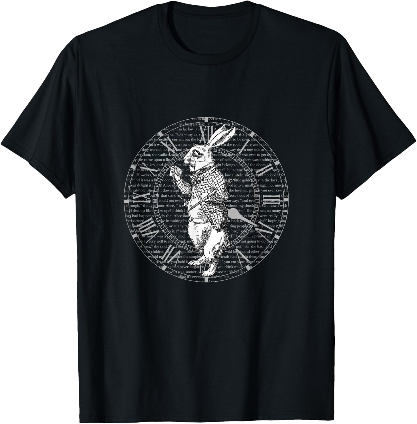 White Rabbit Vintage Clock Steampunk T Shirt T-Shirt - T-Shirt | Black