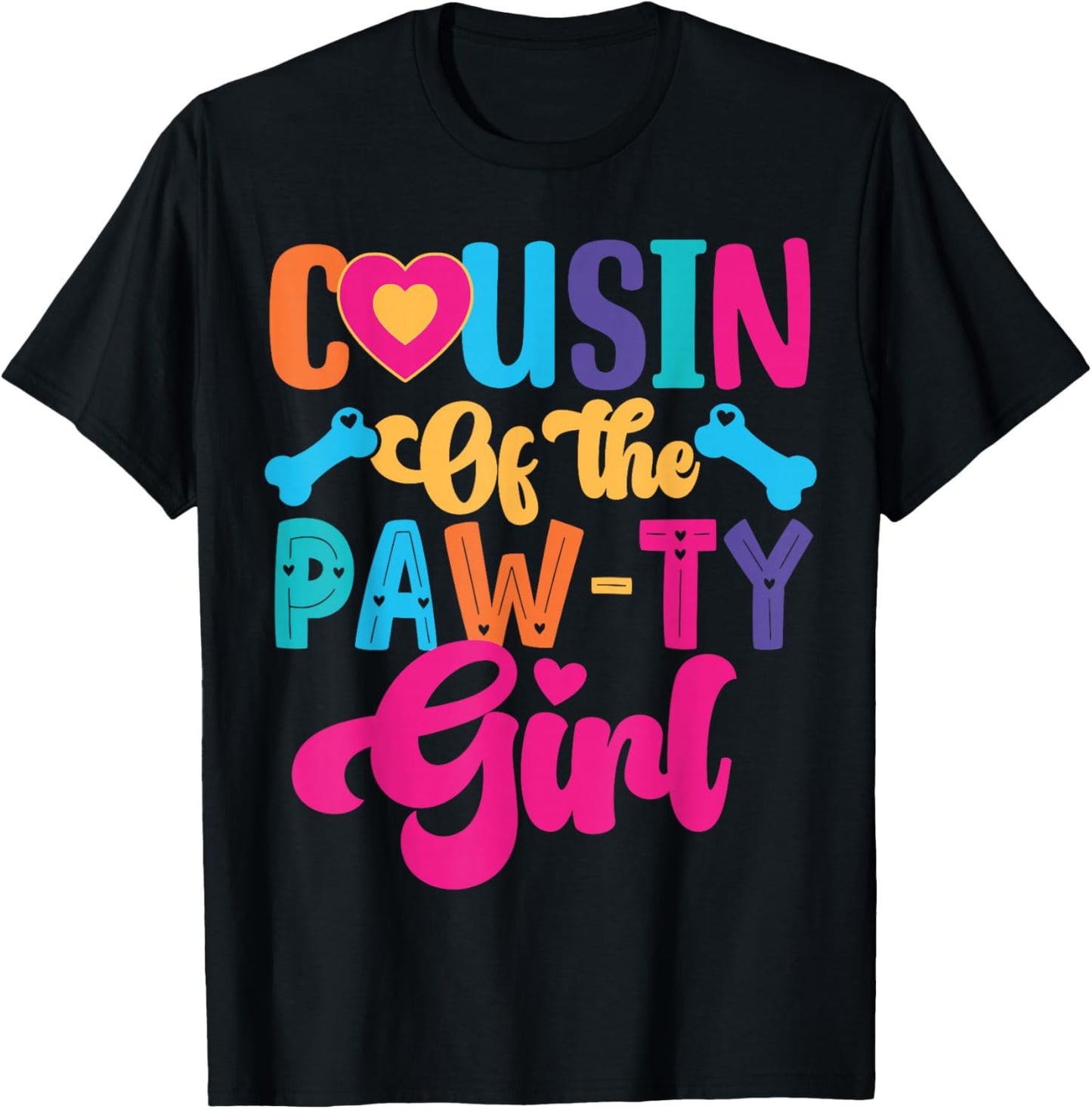 Cousin of The Paw-ty Girl Dog Family Matching Party T-Shirt - T-Shirt | Black