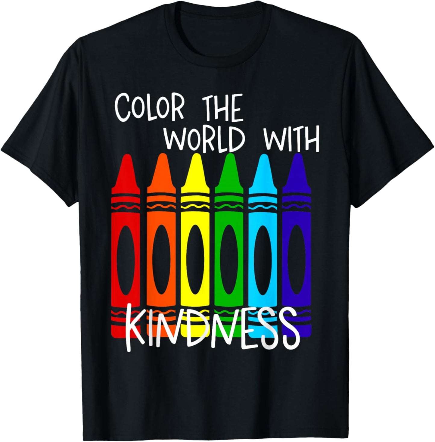 Color The World with Kindness - Crayon Color T-Shirt - T-Shirt | Black