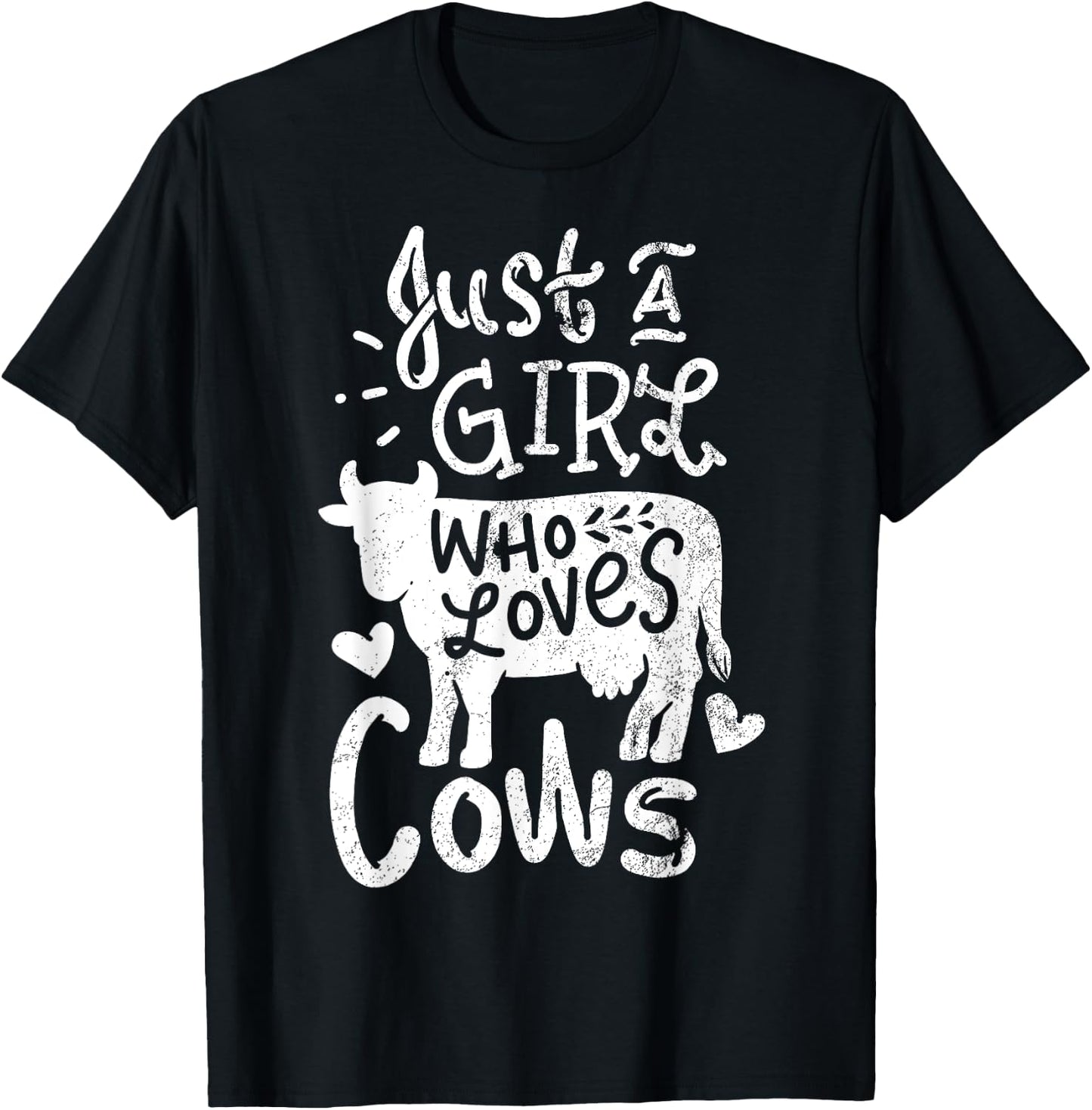 Just A Girl Who Loves Cows Cow Funny Gift T-Shirt - T-Shirt | Black