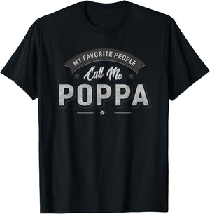 Poppa Grandpa Father's Day Fishing Gift Grandfather T-Shirt - T-Shirt | Black