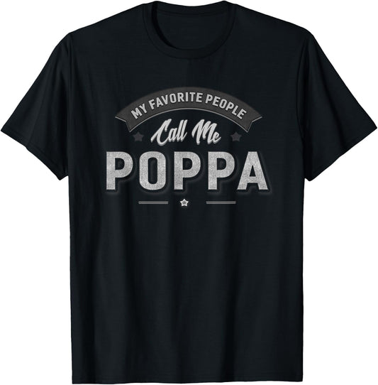 Poppa Grandpa Father's Day Fishing Gift Grandfather T-Shirt - T-Shirt | Black