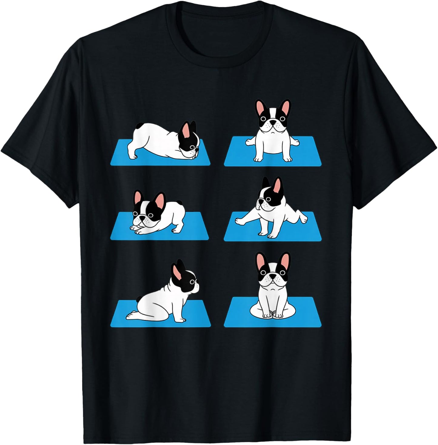 English Bulldog Yoga Puppy Yoga Poses and Meditation T-Shirt - T-Shirt | Black