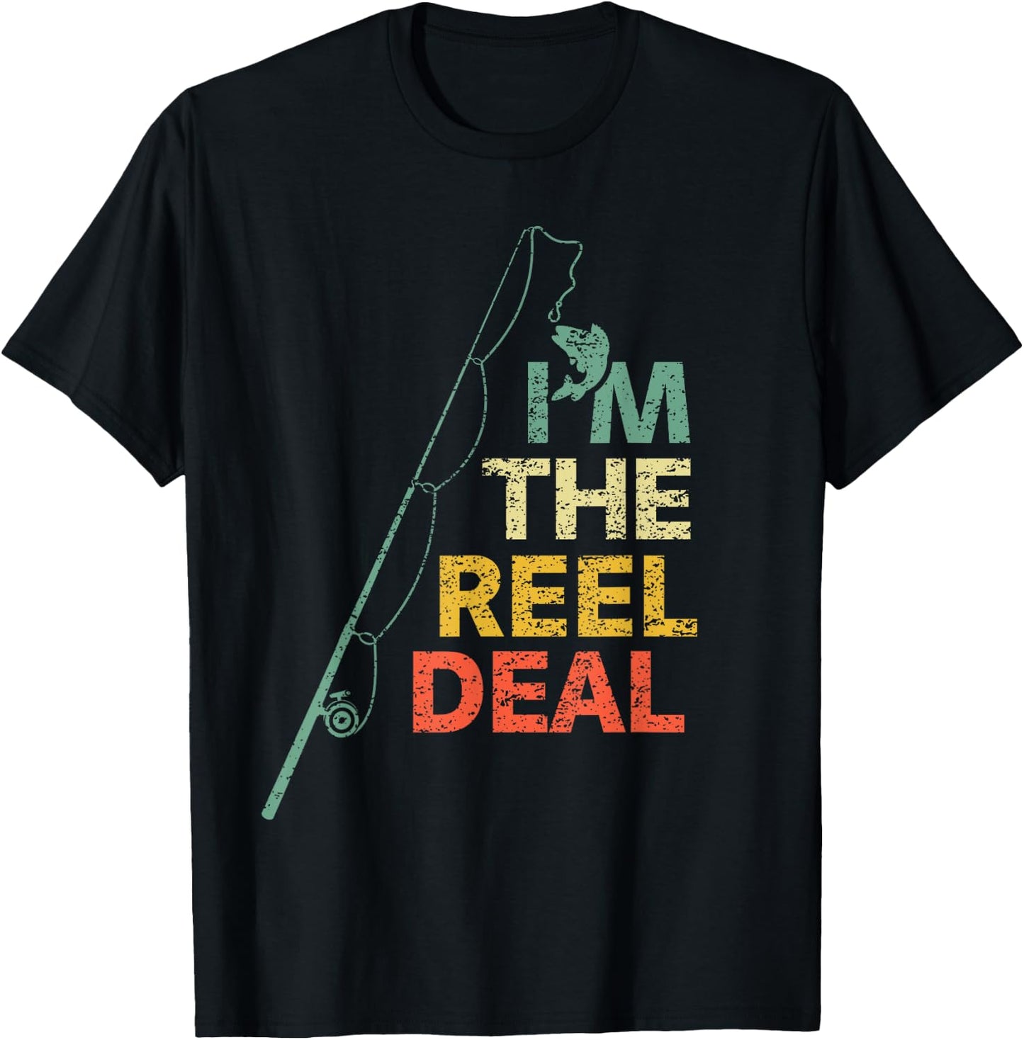 Fun Fishing Shirts "Reel Deal" Cool Dad Gift Fisherman T-Shirt - T-Shirt | Black