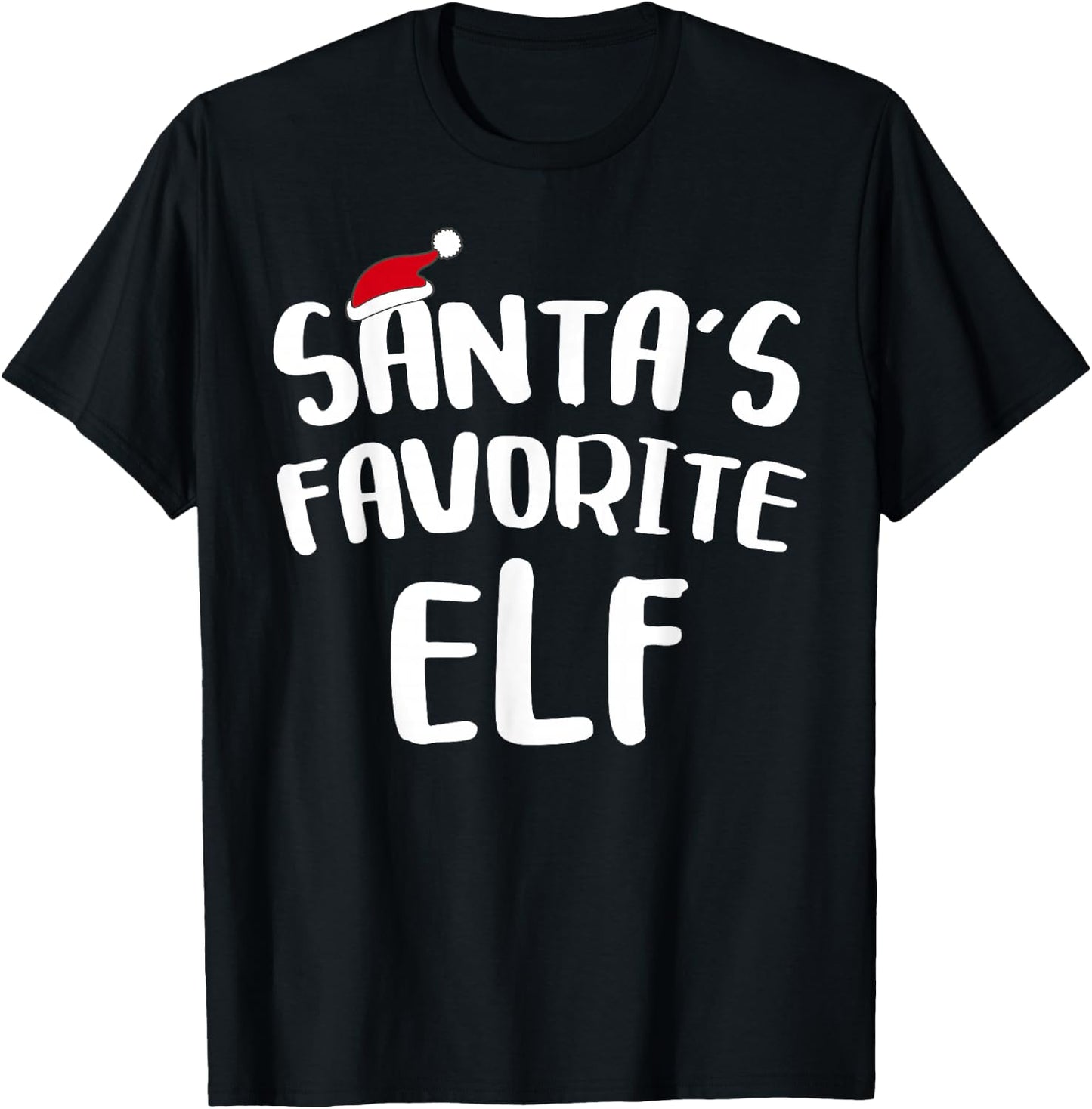 Santa's Favorite Elf Shirt Adult Kids Matching Christmas Elf T-Shirt - T-Shirt | Black