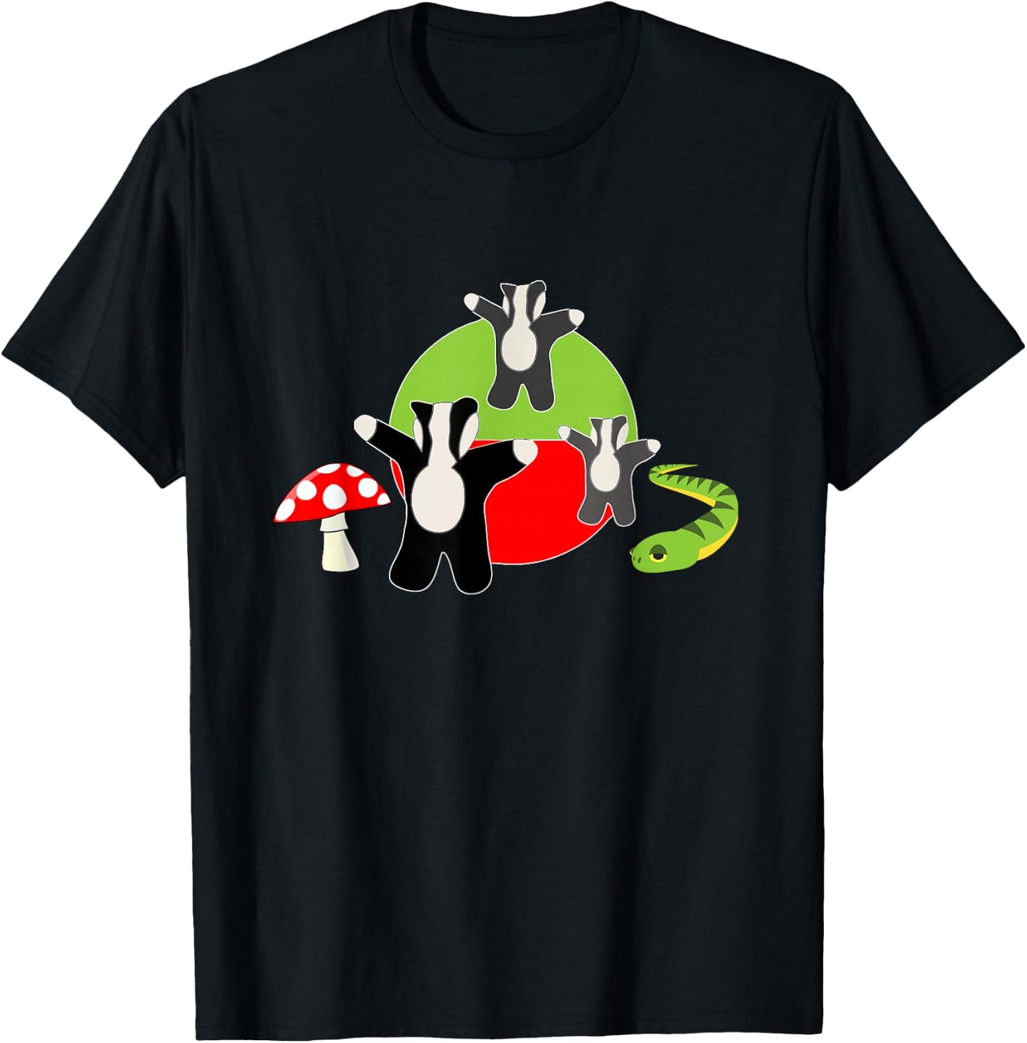 Badger Badger Badger Mushroom Snake T-Shirt - T-Shirt | Black