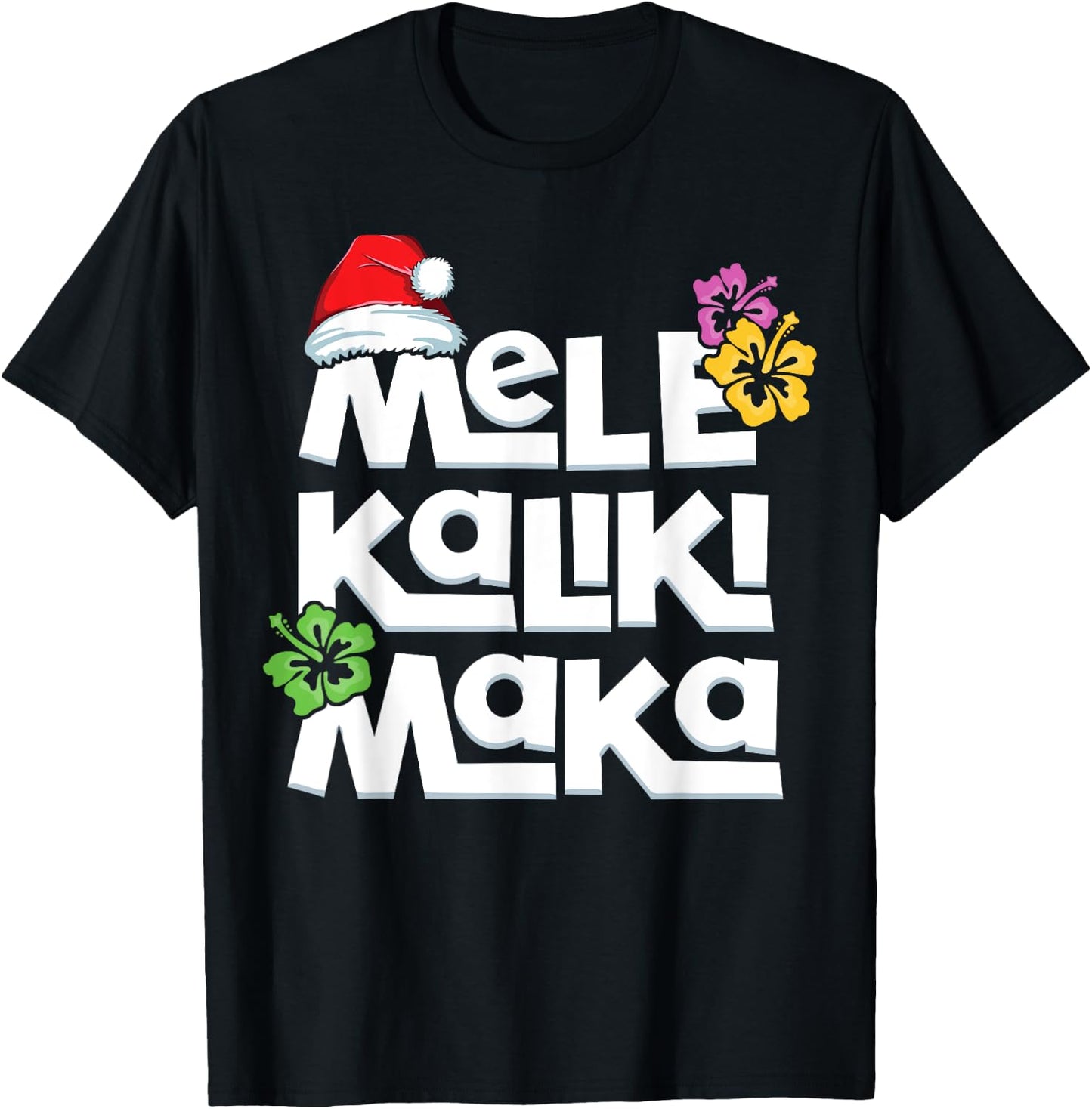Hawaiian Christmas Mele Kalikimaka Tropical Xmas Santa T-Shirt - T-Shirt | Black