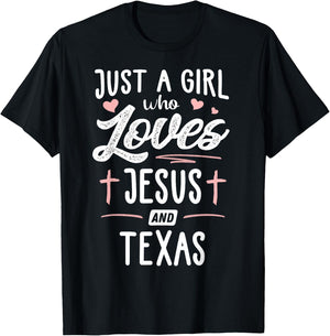 Just A Girl Who Loves Jesus And Texas Gift Women T-Shirt - T-Shirt | Black