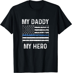 Police Officer Daughter Son Shirt My Daddy My Hero Youth T-Shirt - T-Shirt | Black