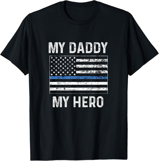 Police Officer Daughter Son Shirt My Daddy My Hero Youth T-Shirt - T-Shirt | Black