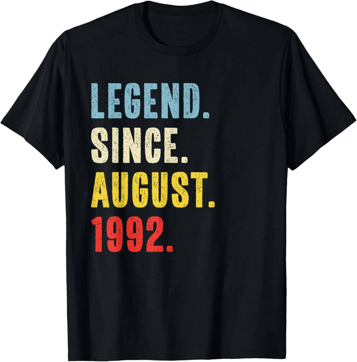 34 Year Old Legend Since August 1992 Retro 34th Birthday T-Shirt - T-Shirt | Black