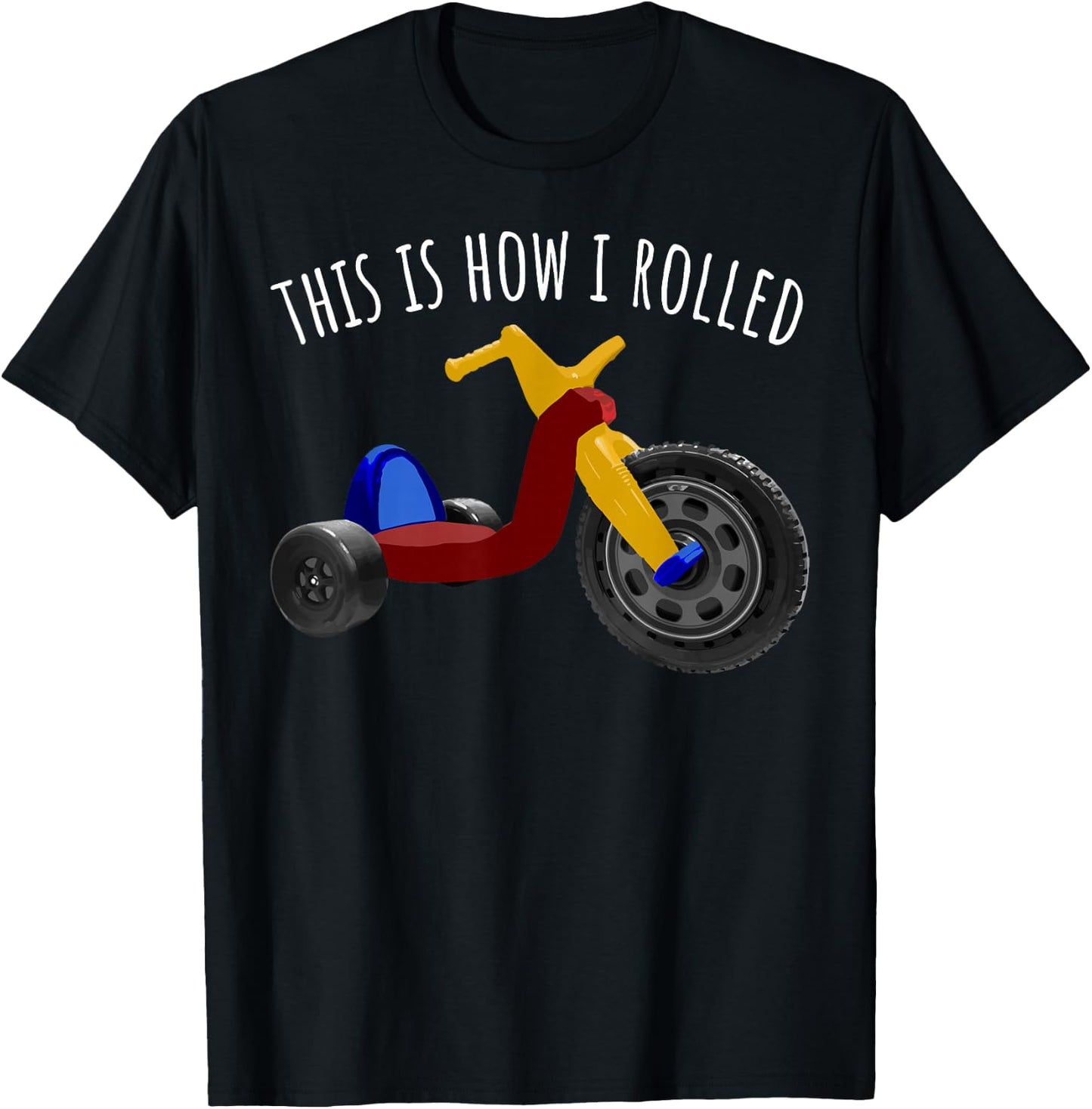 Nostalgic Love 70s 80s Vintage Retro Toys Big Tricycle Wheel T-Shirt - T-Shirt | Black