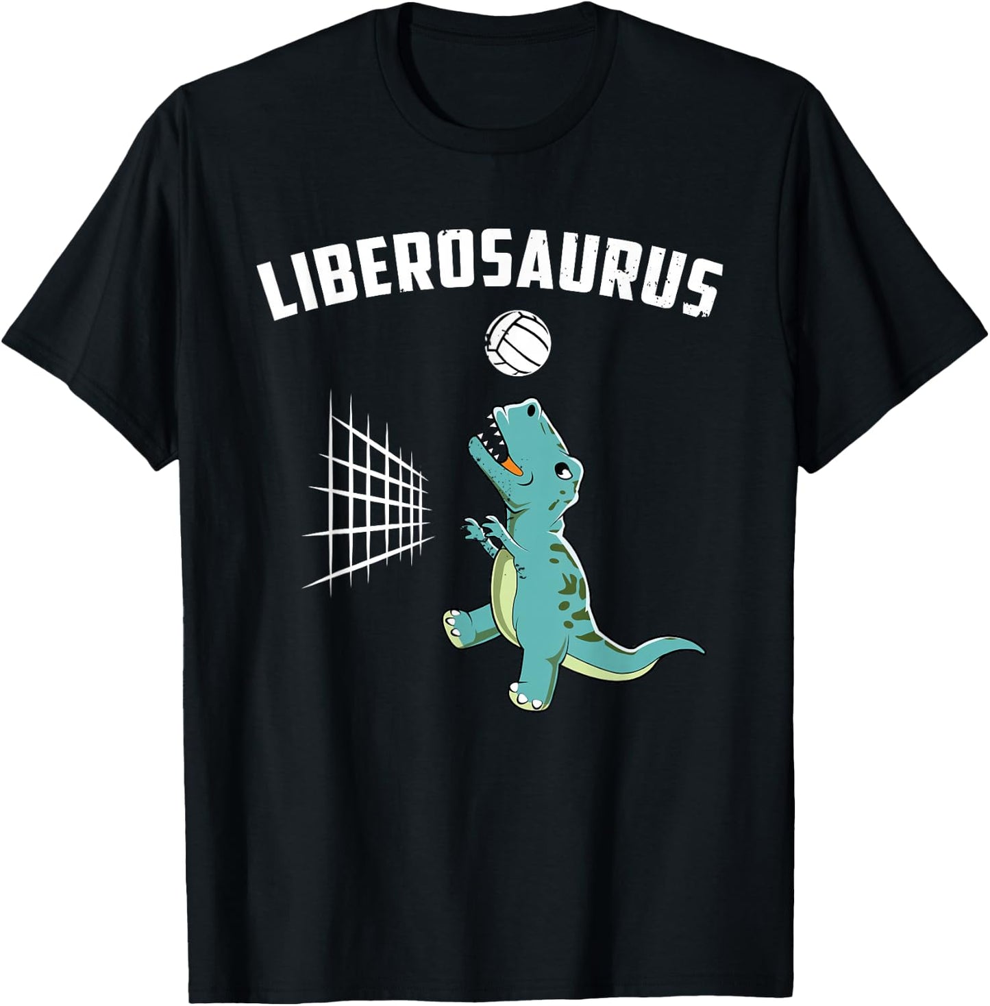 Cute Volleyball Team Player Libero T-Rex Dinosaur Girls Gift T-Shirt - T-Shirt | Black