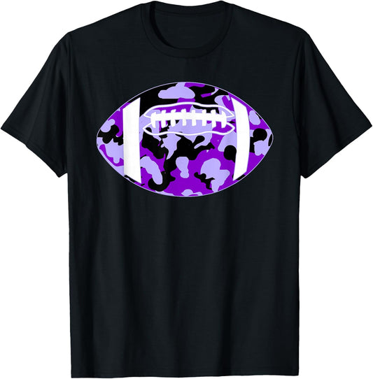 Cool Purple Football Camo - Purple Camouflage Football T-Shirt - T-Shirt | Black