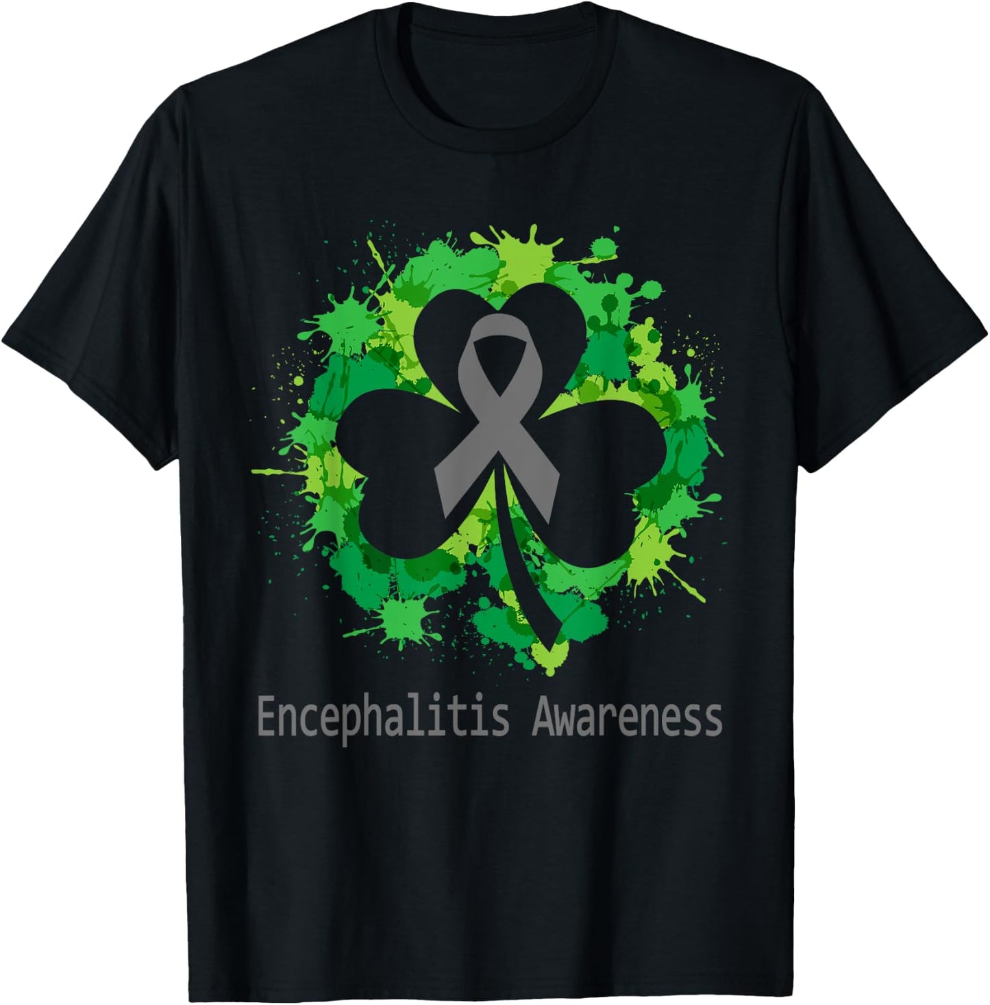 Clover Encephalitis Awareness Shirt Men T-Shirt - T-Shirt | Black