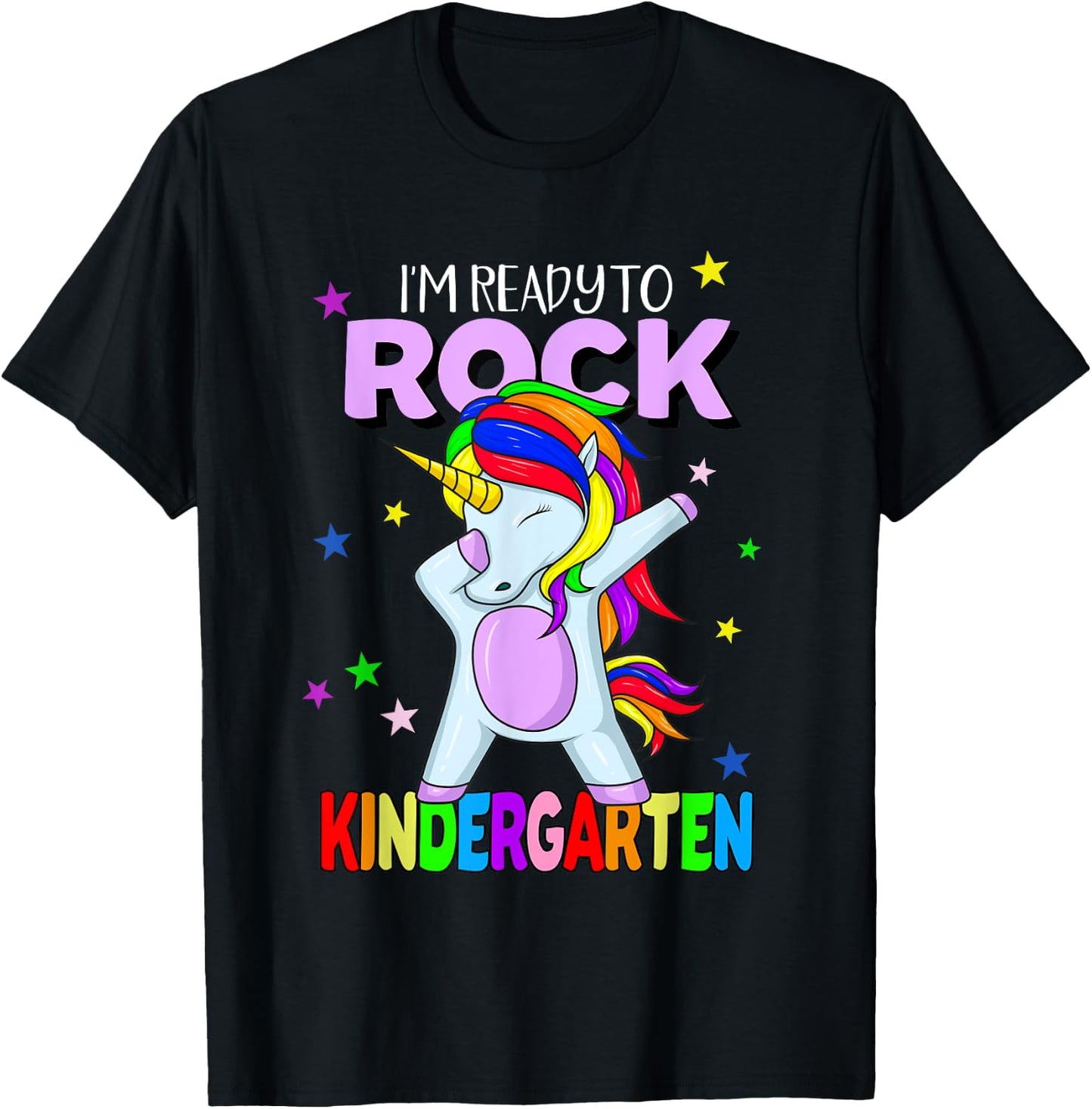 Rock Kindergarten Dabbing Unicorn Girls Back To School T-Shirt - T-Shirt | Black