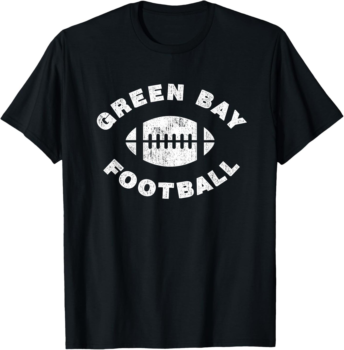 Green Bay Retro Vintage Distressed Football Sports Design T-Shirt - T-Shirt | Black